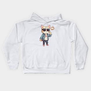 A cute kitty wearing street fashion Kids Hoodie